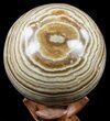 Polished, Banded Aragonite Sphere - Morocco #56990-1